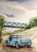 Triumph Vintage Tr3 At Brooklands Racing Circuit Large Metal Wall Art