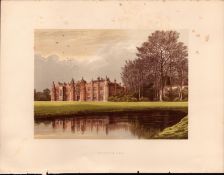 Hengrave Hall Suffolk Victorian Gilt-Edge Coloured Antique Book Plate.