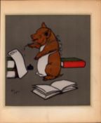 Cecil Aldin Merry Party Rare Antique Book Plate “Chef Pig Writing Menu”.