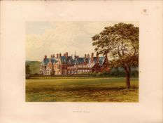 Hutton Hall Yorkshire Gilt-Edge Coloured Victorian Antique Book Plate.