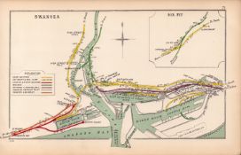 Swansea Six Pit Swansea Docks Wales Antique Railway Diagram-71.