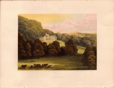 Philiphaugh Selkirk Scotland Gilt-Edge Coloured Antique Book Plate.