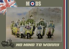 Mods All Together Vespa's & Lambretta's Nostalgic 1960's Large Metal Wall Art