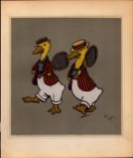 Cecil Aldin Merry Party Rare Antique Book Plate Duck Match “Anyone for a Game Of Tennis”