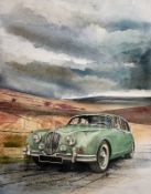 Jaguar Iconic Mark 2 North Yorkshire Moors Scene Large Metal Wall Art