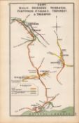Barry Bridgend Pontypridd Trehafod Wales Antique Railway Diagram-127.