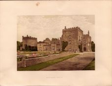 Muncaster Castle Ravenhead Cumbria Gilt-Edge Coloured Antique Book Plate.