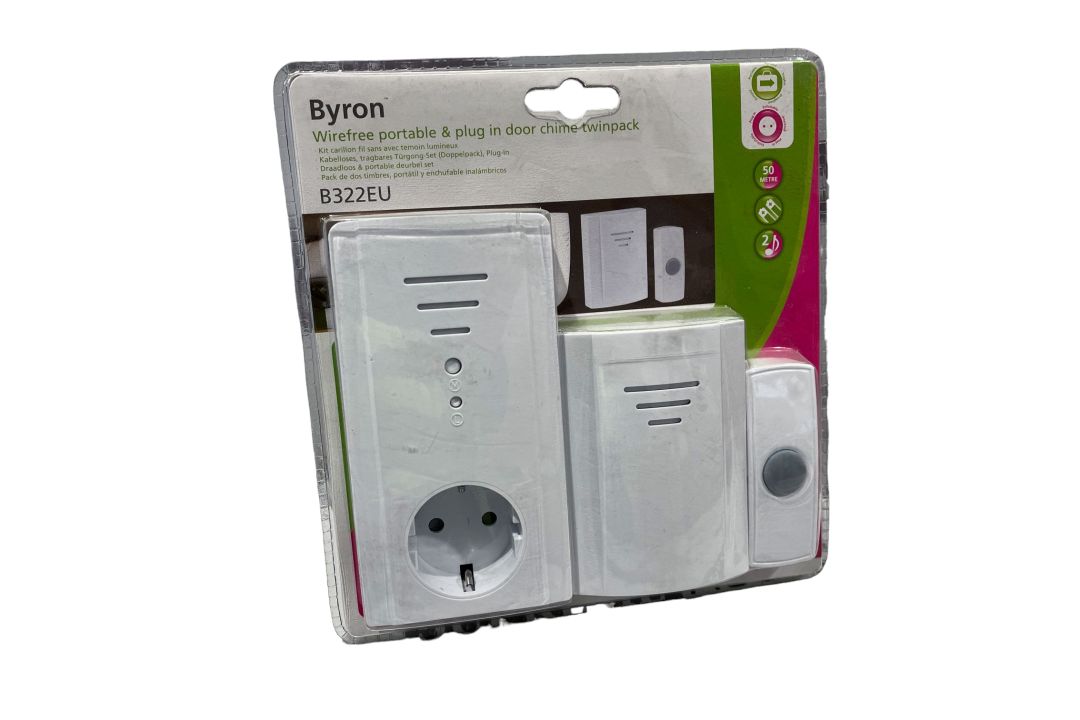Byron Wirefree Portable and Plug In Doorchime Twinpack