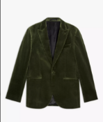 John Lewis Regular Fit Peak Lapel Velvet Blazer, Khaki, 48R