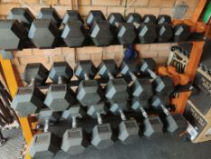 Mirafit Hex Dumbbell Set & 3 Tier Weight Rack