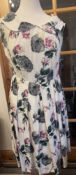 1950s Summer Grey and Pink Rose Dress