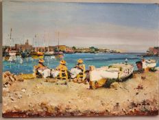 Ramon Poveda Original Oil On Panel.