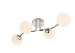 Brand New Statera Glass & Steel Chrome Effect 4 Lamp Ceiling Light RRP £45