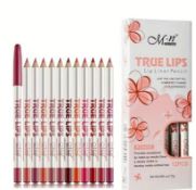 12 Piece No Smudge Silky Smooth Lip Liner Pencil, Long Lasting Lip Pencil, Moisturizing Waterproo...