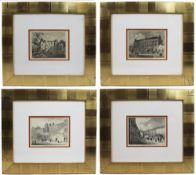 Set of 4 Antique Etchings Set in Gilt Frames