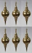 Set of 6 Gilt Metal Hanging Decorative Seasonal Ornaments