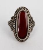 Carnelian Set Silver Ring