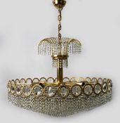 Large & Impressive Vintage Italian Crystal Gold Plated Chandelier