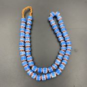 Awesome Sky Blue Vintage Chevron Trade Glass Beads Strand, African Glass Beads, LPBR-0319