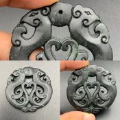 Antique Tibetan Very Rare Hand Carved Black Jade, PT-13
