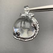 68.40 Cts Excellent Natural Clear Quartz With Stainless Steel Dragon Pendant. BD-54