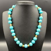 Elegant Howalite With Brass Beads Necklace.