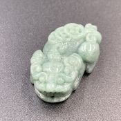 VM-77, Excellent Hand Carved Jadeite Foo Dog