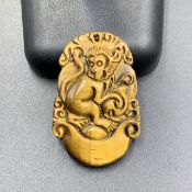37.70 Cts Excellent Carved Natural Tiger Eye Monkey. MKN-650