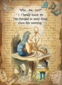 Alice in Wonderland The Caterpillar & The Hookah Quote Designed Large Metal Wall Art