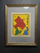 Vintage Keith Haring Acryl Art Work by Haring Estate Signed