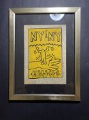 Vintage Keith Haring Acryl Art Work by Haring Estate Signed