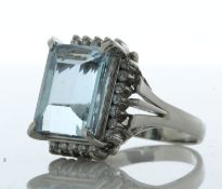 Platinum Cluster Diamond and Emerald Aqua Marine Ring (AM7.90) 0.40 Carats
