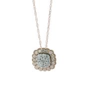10ct Rose Gold Illusion Set Cluster Diamond Pendant and Chain 0.25 Carats