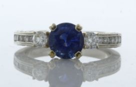 18ct White Gold Diamond and Sapphire Ring (S1.96) 0.45 Carats