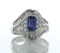 Platinum Emerald Cluster Claw Set Diamond Ring (S1.34) 1.43 Carats