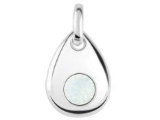 Sterling Silver Pendant October Birthstone 4mm White Opal Crystal
