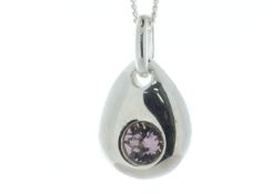 Sterling Silver Pendant June Birthstone 4mm Amethyst Crystal