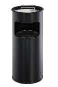 Durable Waste Basket Round Metal With Ashtray 17 Litre Bin - 2 Litre Ashtray