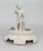 Painted White Porcelain Cherub Figurine