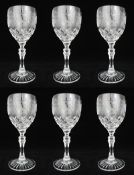 Set of 6 Brier Glass Vine Pattern Wine Glasses