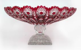 Stunning Ruby Overlay Crystal Centrepiece Bowl