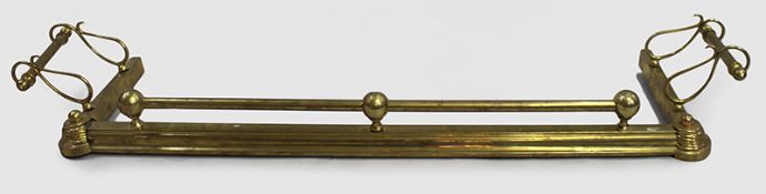 Antique Brass Fire Fender with Outswept Rests