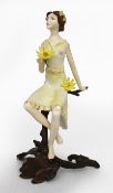 Albany Porcelain & Bronze Flower Figurine Celadine