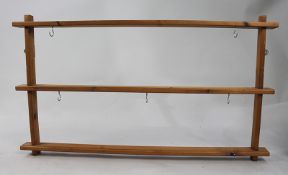 Vintage Pine Wall Hanging Plate Rack
