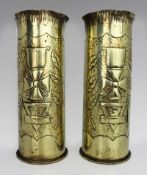Pair of Decorative WWI Shell Case Vases