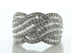 9ct White Gold Cocktail Swirl Diamond Ring 1.00 Carats