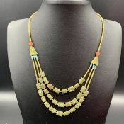 SKU-83, Beautiful Vintage Handmade Afghani Jade Short Necklace.
