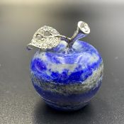 215.20 Cts Awesome Afghani Natural Lapis Lazuli With CZ & Stainless Steel Apple. LPZ-31