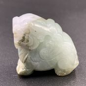 ABR-80, Excellent Hand Carved Natural Jadeite Foo Dog