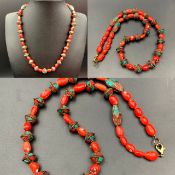 Awesome Natural Dyed Coral With Nepalese Handmade Vintage Beads Necklace.